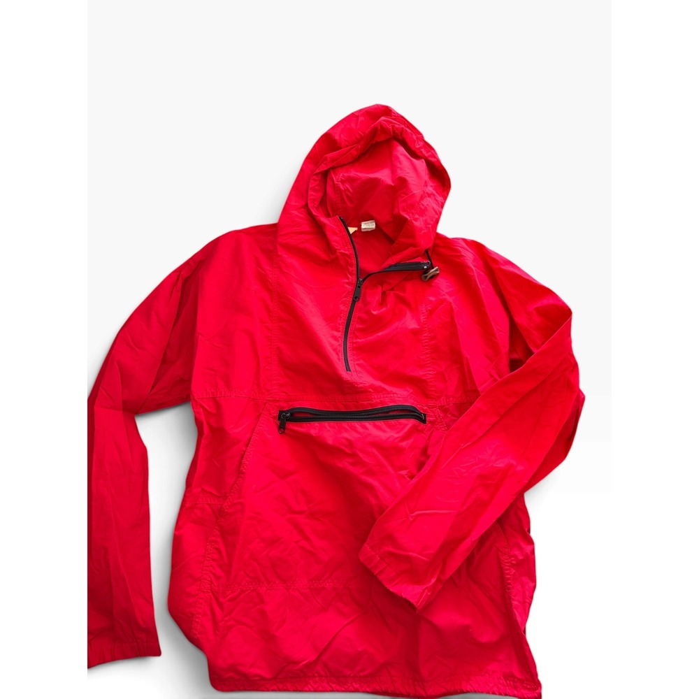 Vintage LL Bean Anorak Windbreaker Jacket Mens Medium Red Nylon Made in USA